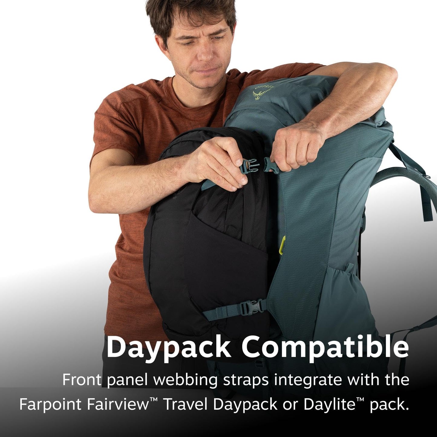 Osprey Farpoint Trek 55L Men's Travel Backpack - Hybrid Backpacking & Travel Bag with Internal Organization, Cascade Blue/Torrent Blue