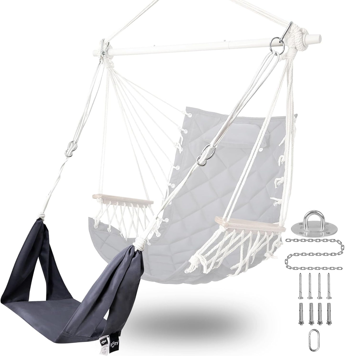 Hammock Universal Chair Footrest - Adjustable Length & One-Size-Fits-Most;Quick-Clip Attachment for Hanging Chairs