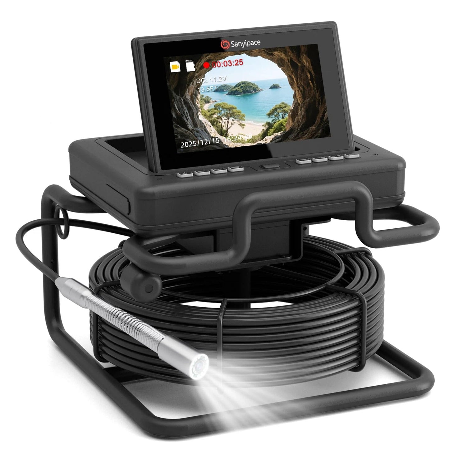 Sanyipace Sewer Camera 165FT/50M,7" IPS Pop-Up Screen Plumbing Camera, Built-in 32GB DVR with Mic&Speaker,20X Digital Zoom,Distance Counter,IP68 Waterproof Drain Camera for Plumbers Homeowners