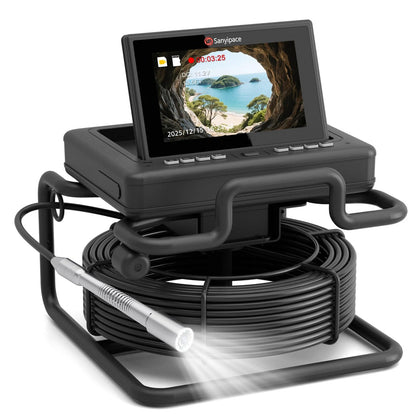 Sanyipace Sewer Camera 165FT/50M,7" IPS Pop-Up Screen Plumbing Camera, Built-in 32GB DVR with Mic&Speaker,20X Digital Zoom,Distance Counter,IP68 Waterproof Drain Camera for Plumbers Homeowners