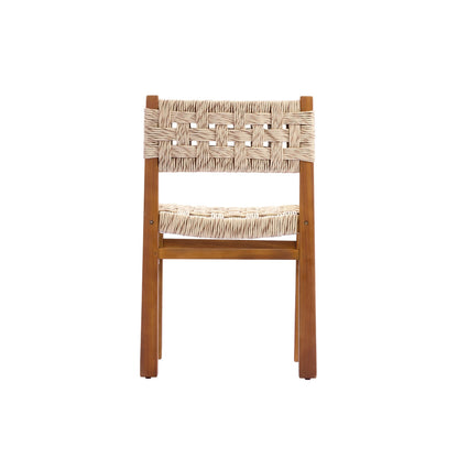 Christopher Knight Home 5 Piece Outdoor Dining Set Acacia Wood Square Table and 4 Light Grey Wicker Chairs Teak Finish Patio Furniture Set for Garden Backyard Balcony Deck
