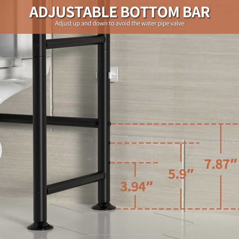 ASCENREST 3-Tier Over The Toilet Storage, Freestanding Metal Bathroom Shelves, Space Saver Above The Over Toilet Storage Shelf for Bathroom (Black)