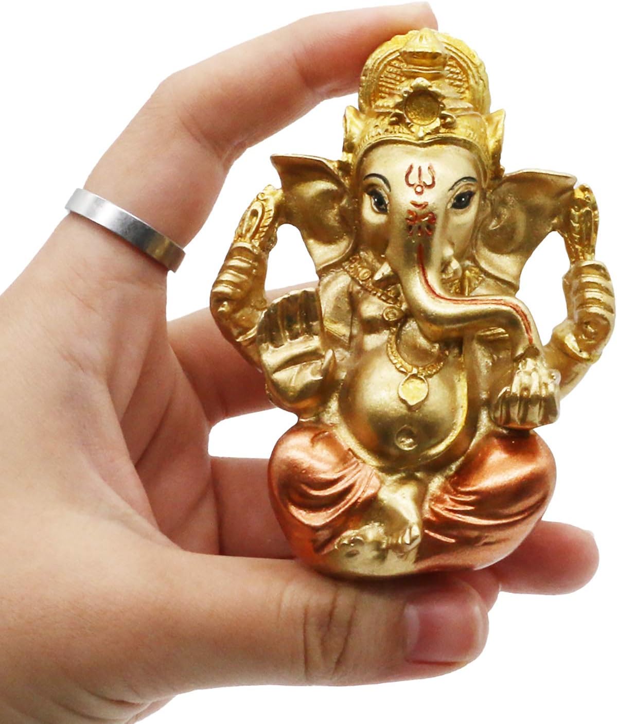 Hindu Ganesh Mini Ganesha Statue for Car Dashboard - Indian Decor for Home Office Temple Pooja Items