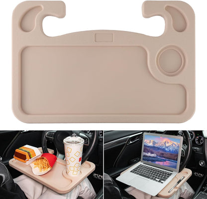 JUSTTOP Car Steering Wheel Desk for Laptop,Multipurpose Travel Car Accessories, Car Seat Stand Trays for Eating, Steering Wheel Under Table Console(Black)