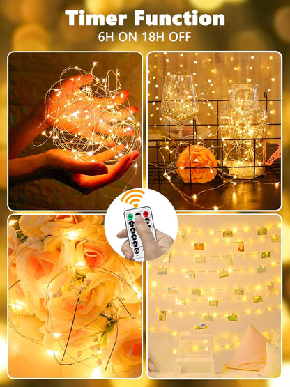 120LED 40FT 1 Pack 8 Fairy Lights Battery Operated with Remote, Twinkle Lights Waterproof for Outdoor & Indoor, Modes