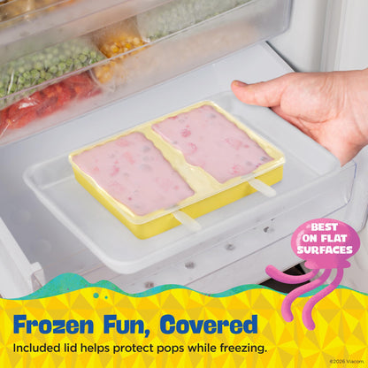 Nickelodeon Silicone Popsicle Molds with Lid–Compact BPA-Free Popsicle Maker Featuring SpongeBob, Flexible Ice Pop & Ice Cream Molds with Sticks, Dishwasher Safe, 2 Mold Set for Homemade Frozen Treats