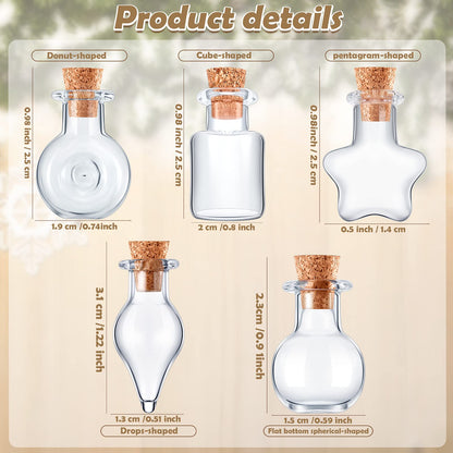 Patelai 50 Pcs Mini Glass Bottles Jars with Cork Stoppers Tiny Cork Glass Bottles Halloween Small Wishing Message Jars DIY Decor for Winter Christmas Party Wedding Baby Shower Favors(Classic Shape)