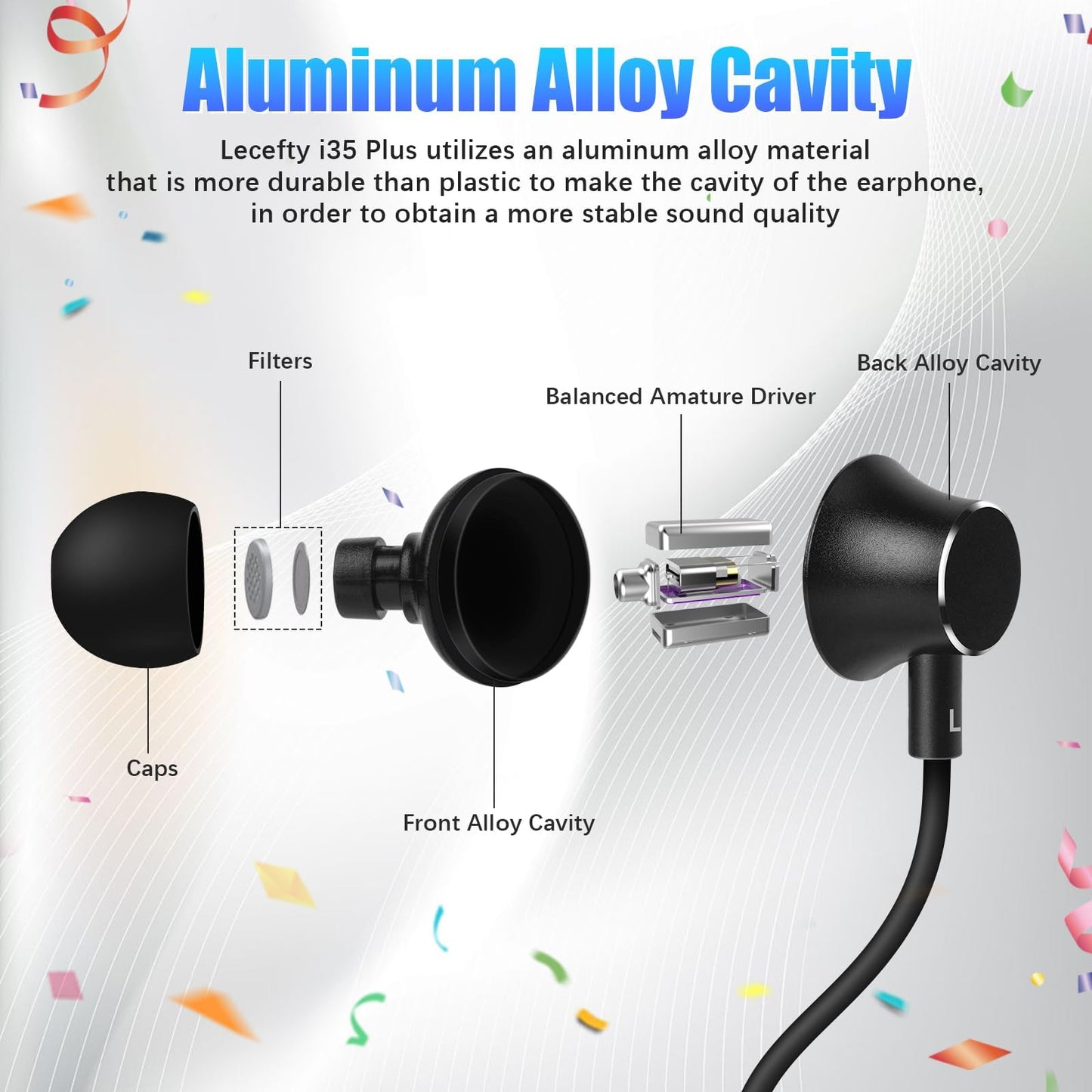 Lecefty Neckband Bluetooth Headphones, 200H Extra Long Playtime Wireless Stereo Neckband Earbuds with Microphone, Waterproof Balanced Armature Drivers in Ear Headset for Sports/Workout (Silver)