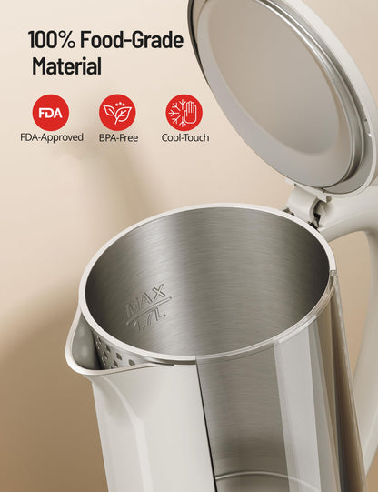 Electric Tea Kettle, 1.7L Larger Design Temperature Control Electric Kettle, 4H Keep Warm Water Boiler with 6 Presets, LED Screen Electric Kettles for Boiling Water, Boil-Dry Protection, BPA Free