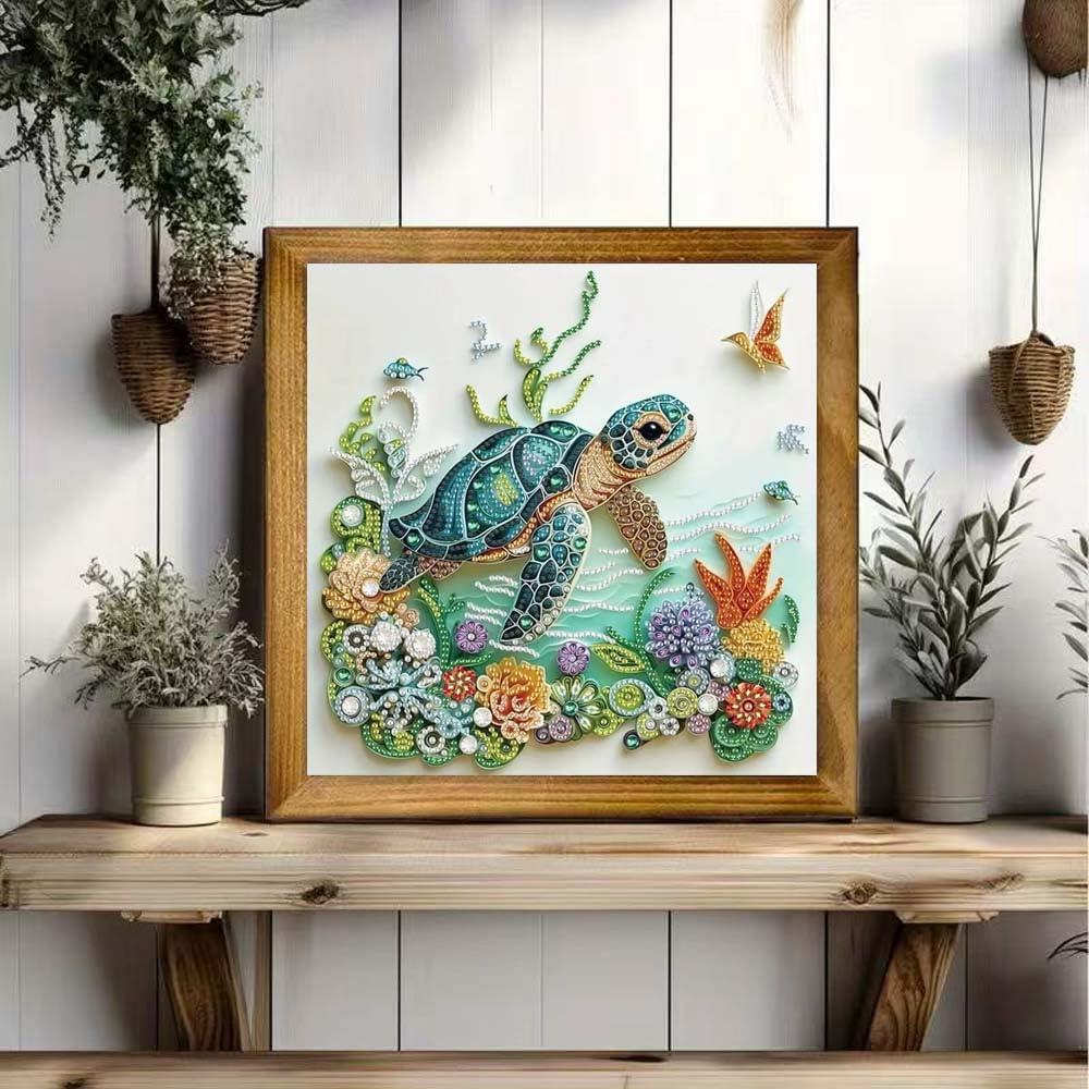 ZQEATRY Sea Turtle Animal Special Shape Diamond Art Kits for Adults,5D Diamond Painting Kits for Beginner,DIY Diamond Crystal Rhinestones Painting Kits for Home Wall Decor Gift 11.8 X 11.8inch