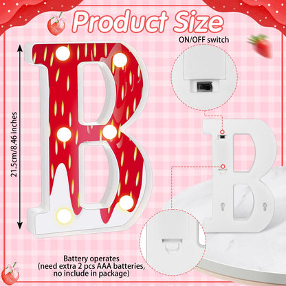 Realspring Baby Shower Sign Babe Marquee LED Letters Battery Operated Light up Centerpieces Glowing Home Table Party Decor for Boy Girl Gender Reveal Birthday, 8.26''(Strawberry,Red)