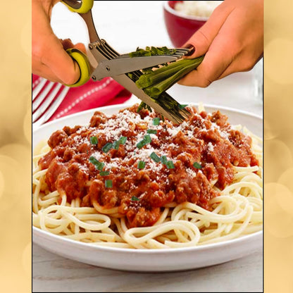 TEN73 2-in-1 5-Blade Herb Scissors & Herb Stripper Set | 10-Hole Leaf stripper Stem Remover + Stainless Steel Herb Shears with Safety Cover & Cleaning Comb | Dishwasher Safe Kitchen Tool for all Herbs