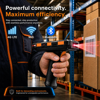 Bix Android 13 Industrial PDA with Pistol Grip, Honeywell N6703 1D 2D QR Barcode Scanner, 7200mAh Battery Handheld Terminal, 5.5" HD Mobile Computer 4G+64G, IP65 Rugged for Warehouse Inventory