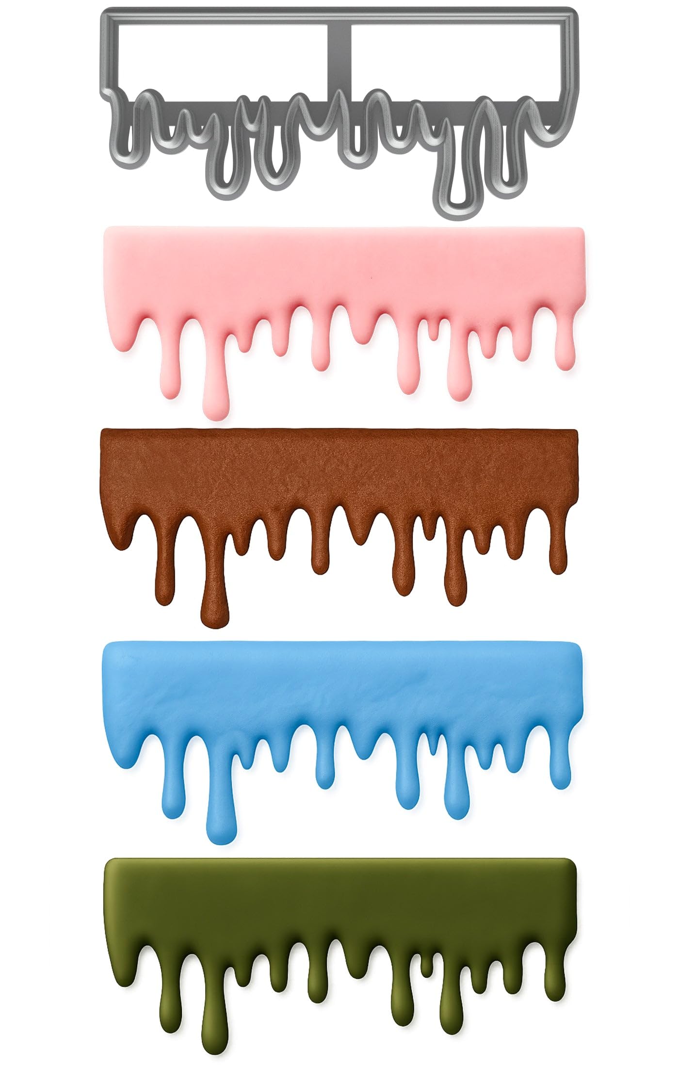 Mighty Gadget Dripping Shape Fondant Cutter (Style 1) 6x2.51" Cake Drip Border & Icing Edge Cookie Mold (Random Color)