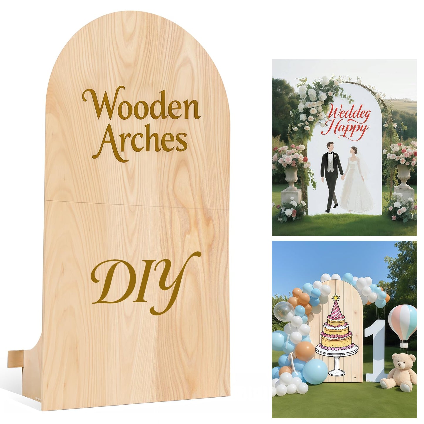 Wooden Arch Backdrop Stand: DIY Backdrops - Foldable 7.2 Ft Wedding Arch and Back Drop Stand for Party - Bridal Shower Decorations - Portable Arch Backdrop for Birthday Decorations