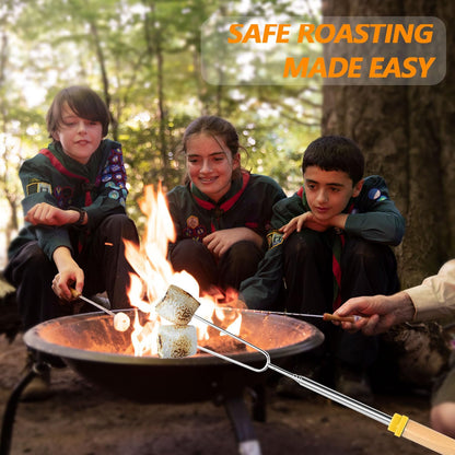4Pcs S'mores Sticks for Tabletop Fire Pit, 32 Inch Marshmallow Roasting Skewers Kit for Outdoor Campfire Cooking
