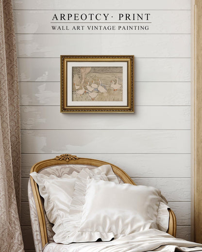 11x14 inch ARPEOTCY Vintage Gold Framed Wall Art, Nursery Duck Paintings, Aesthetic Canvas Picture Prints Artwork