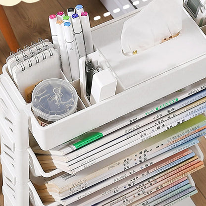 Carts with Wheels, Rolling Organization Shelf Desk Organizer, 5-Tier Plastic Rolling Utility Cart for Office