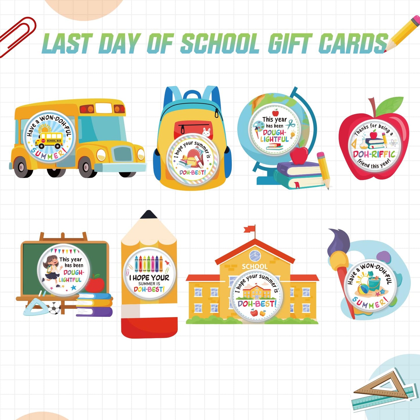 Watersay 32 Pack End of School Year Student Gifts Bullk from Teacher Air Dry Modeling Clay for Kids Last Day of School Cards Summer Graduation Gifts Preschool Kindergarten Classroom Prizes