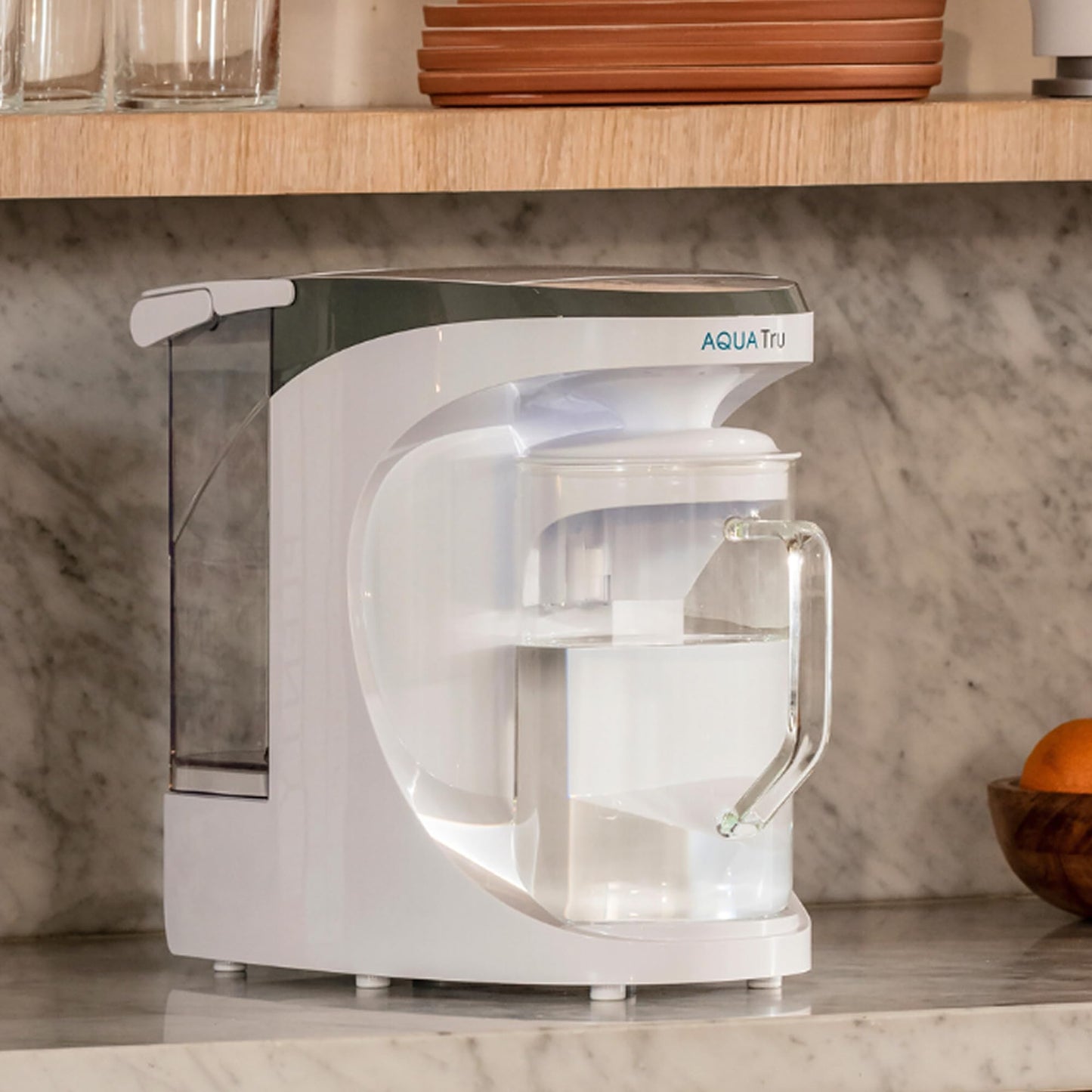 AquaTru Carafe Countertop Water Purifier | Compact 4-Stage Reverse Osmosis System with Glass Carafe Removes 84 Contaminants Including Forever Chemicals, Lead & Fluoride | No Plumbing