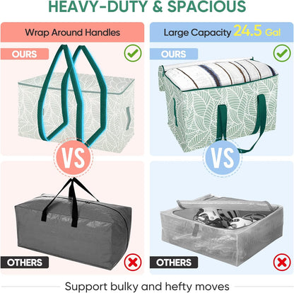 BALEINE Oversized Moving Bags - Heavy-Duty Storage Totes with Reinforced Handles | 2-Pack Antique Foliage