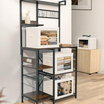 Homsorout Foldable Storage Boxes - Large Organiser Cubes with Lids & Clear Windows | Beige Fabric Containers