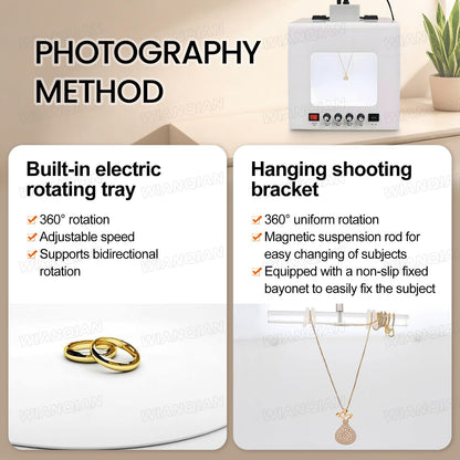 Portable Photo Studio Light Box, Jewelry Photography Box Kit, Jewelry Photography Light Box Kit, 20,000 Lux / 22,000 Lux, Bidirectionally Adjustable Speed, For Small Items Photography Video TB200
