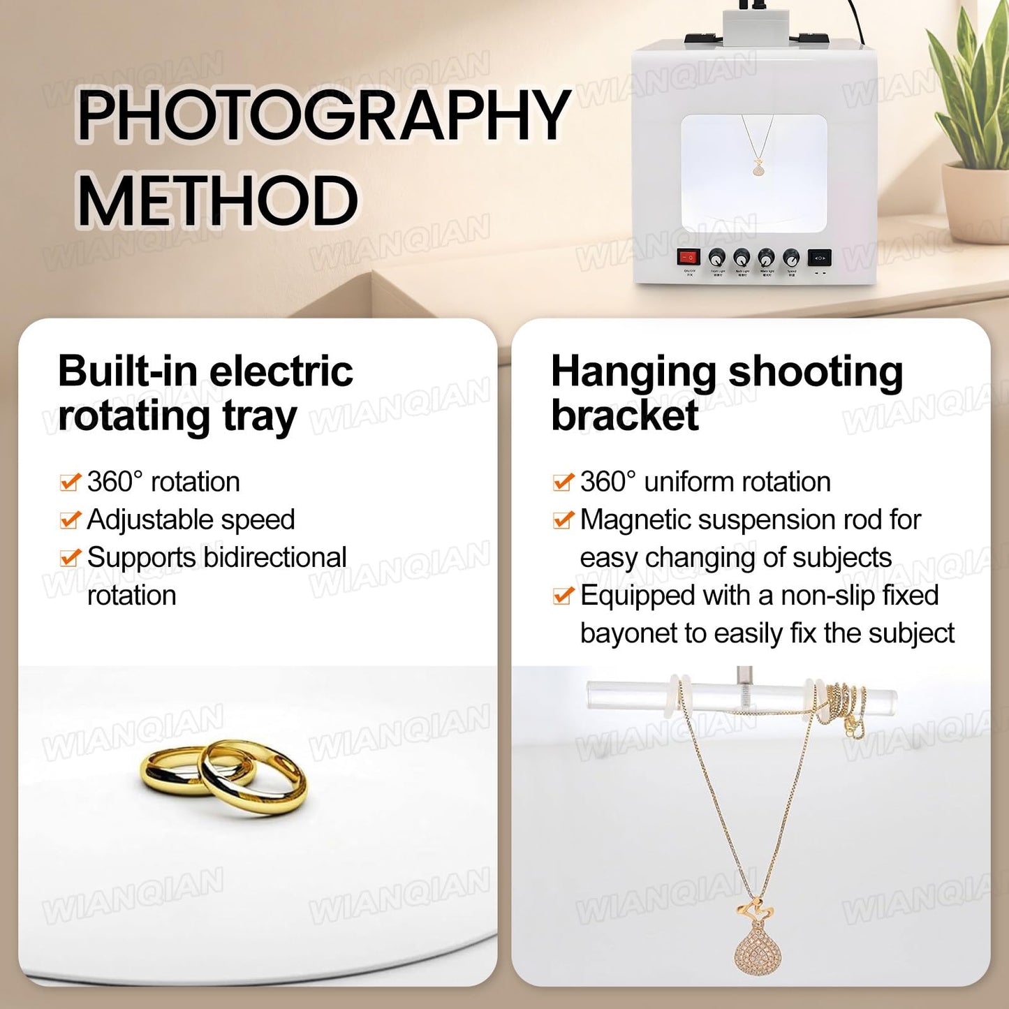 LHUITUI Mini Photo Studio Softbox, Jewelry Photography Video, Jewelry Shooting Tent Softbox, Black and White Background, 1kg Load Capacity, for Home Studio Jewelry Shots TB200