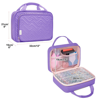 Leudes Diamond Painting Storage Containers, 60 Slots Bead Storage Box for Diamond Art Kits Accessories Organizer Case (Only Bottles and Bag) (Purple-2(60 Jars))