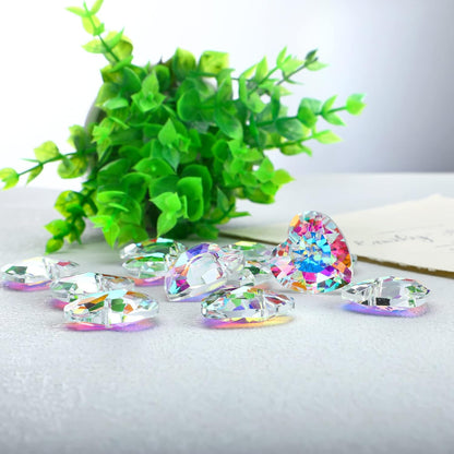 12pcs 27mm Colorful Crystal Heart Prism Suncatcher, Heart Prism Chandelier Drop Parts Window Sun Catcher Crystals