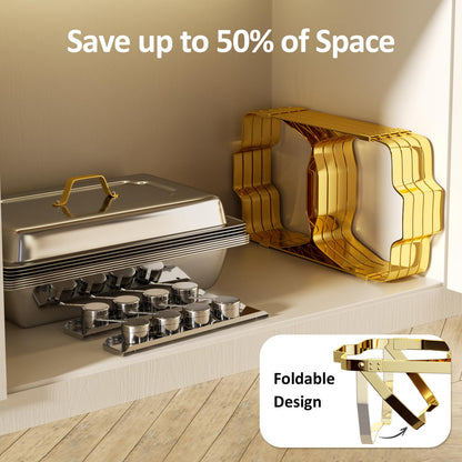 Chafing Dishes for Buffet 6 Pack, 9QT [Elegant Gold and Silver Colors] Stainless Steel Chafing Dish Buffet Set [Sturdy and High Grade] Chafers and Buffet Warmers Sets for Any Party with Complete Set