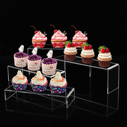 A+ DESIGN Acrylic Display Risers Suitable for Cupcake Retail Shoe Showcase Jewelry Funko Pop Figures (Clear 4 Pack Set)