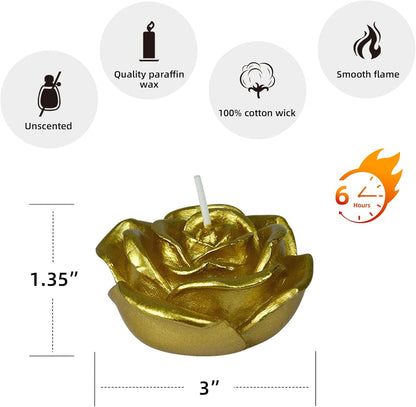 Zest Candle 12-Piece Folding Candles, 3-Inch, Metallic Gold Rose