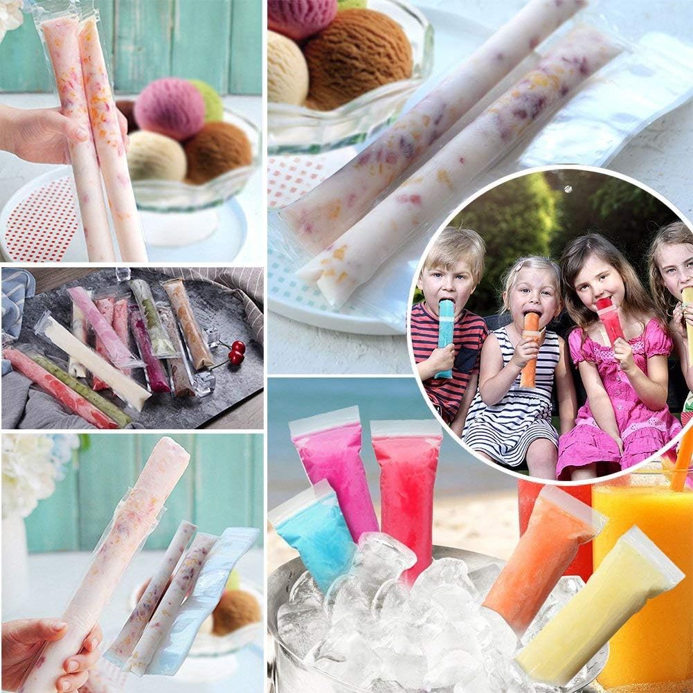 160 (11"x2") Disposable Ice Popsicle Mold Bags| BPA Free Freezer Tubes With Zip Seals | For Healthy Snacks, Yogurt
