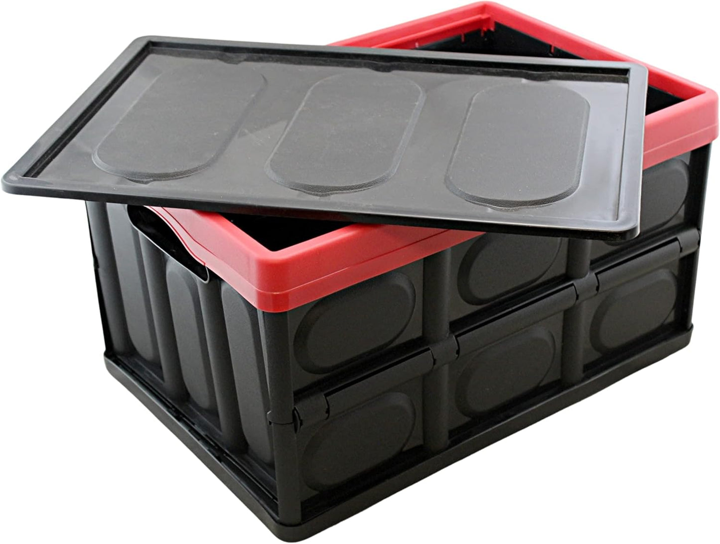 Dependable Industries Essentials Collapsible Storage Box, Foldable Utility Bin with Lid for Home Office Organization