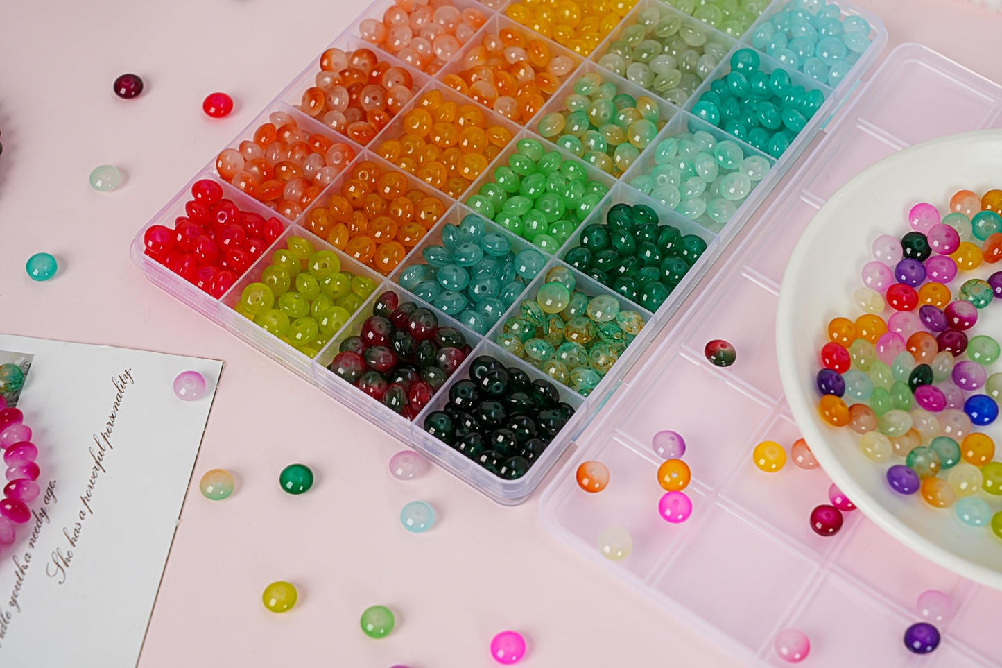 1500 Pieces 5 * 8mm Abacus Glass Beads for Jewelry Making,48 Colors Special Glass Beads Friendship Beads for Bracelet Necklaces Making and DIY Crafts,Great Gifts for 6-Year-Old Girls