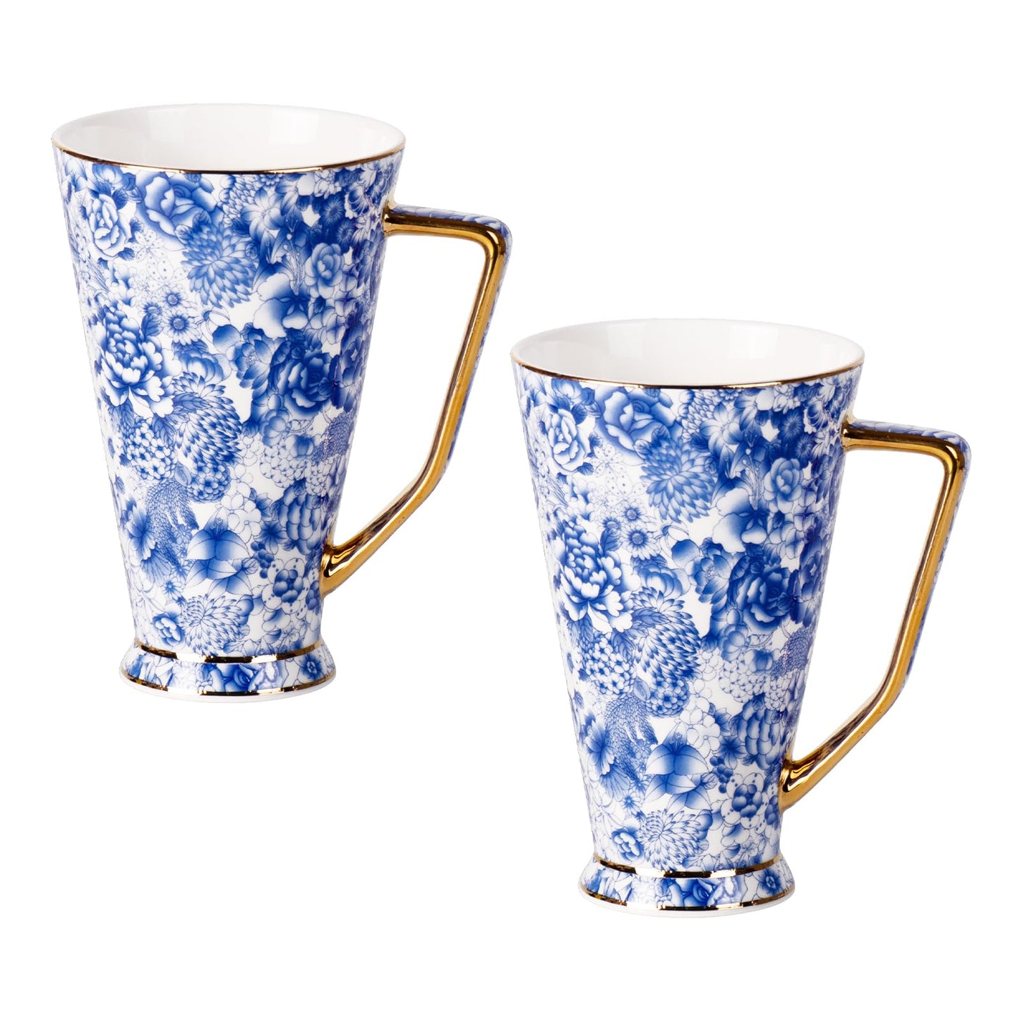 KAMMAK Ceramic Coffee Mugs 20 oz Tall Porcelain Coffee Cups Set of 2 Large Tea Mugs with Handle Vintage Tea Cups Cappuccino Mug for Latte, Espresso, Americano, breakfast cereal, Hot Cocoa, Drinks