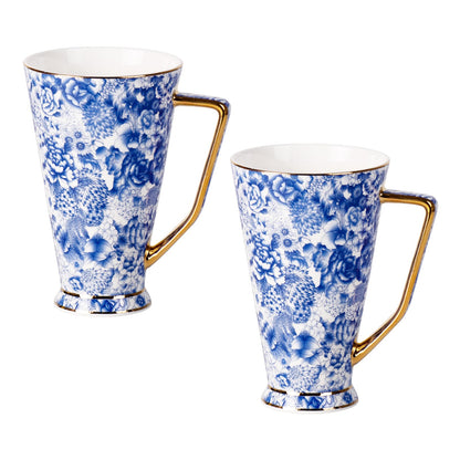 KAMMAK Ceramic Coffee Mugs 20 oz Tall Porcelain Coffee Cups Set of 2 Large Tea Mugs with Handle Vintage Tea Cups Cappuccino Mug for Latte, Espresso, Americano, breakfast cereal, Hot Cocoa, Drinks