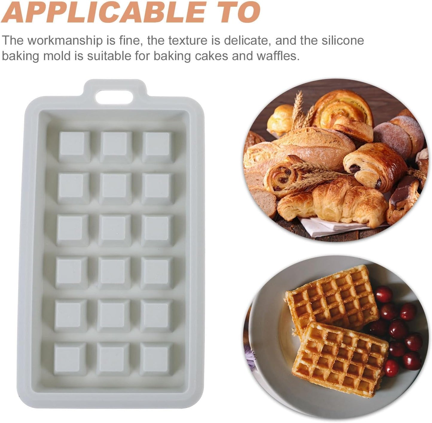 Hemobllo 2 Pcs Mini Silicone Waffle Mold Set for Baking, Rectangle Square Waffle Molds, Blue