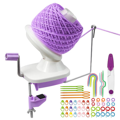 Essovee Yarn Ball Winder, Efficiently Yarn Cake Winder with Lower Noise for Crochet Knitting Combo Easy Installation 3.5 oz Portable Spinner for Crocheting Lavender Purple
