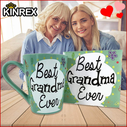 KINREX Best Grandma Ever Mug, Turquoise, 12 oz. Coffee Cup for Women, Mothers Day, Christmas, Birthday Gift