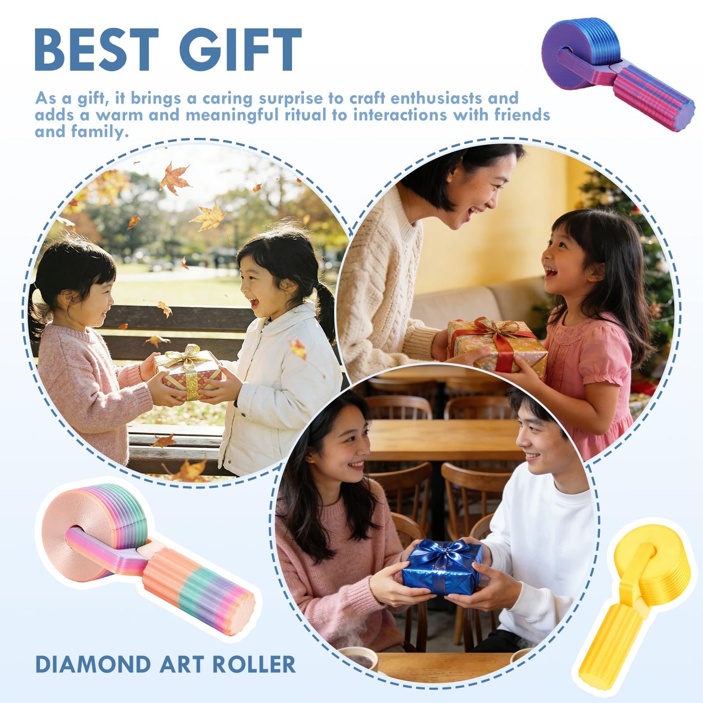 EVOCKAY Diamond Painting Roller Tool - Enhance Your DIY Crafts with Rhinestone Embroidery & Accessories（Rainbow Blue Yellow）