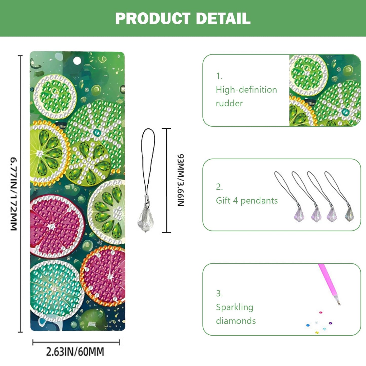 ACSAUMMY 4pcs Fruit Diamond Art Bookmarks, 5D DIY Diamond Painting Bookmark with Summer Oranges Grapefruit Design Beaded Rhinestone Diamond Art Kits for Adult Reading Women Beginner Birthday Gift