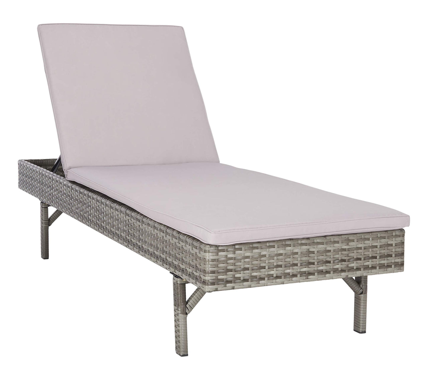 SAFAVIEH Outdoor - Cam Chaise Lounge Chair - Grey & Grey - Faux Wicker Rattan & Steel Frame with Cushion - Modern Adjustable Design - Ideal for Patio, Deck, Poolside, Backyard (PAT7501B)