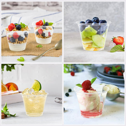 Dealusy 100 Pack 9 oz Clear Plastic Cups, Sturdy & Food Safe Disposable Plastic Cups for Wine Cocktail Punch