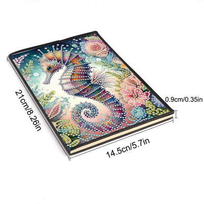 JISHSHAY Diamond Art Notebook Journal Diamond Painting Note Book Gem Art Sketchbook Gem Painting Diary Mosaic Kits for Adults Blank Notebook with Special Shaped 14.5×21cm/5.7×8.26in Sea Horse