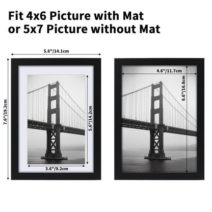 CRUGLA 5x7 Picture Frames Set of 11, Display Pictures 4x6 with Mat or 5 by 7 without Mat, Wall or Tabletop Display, Black