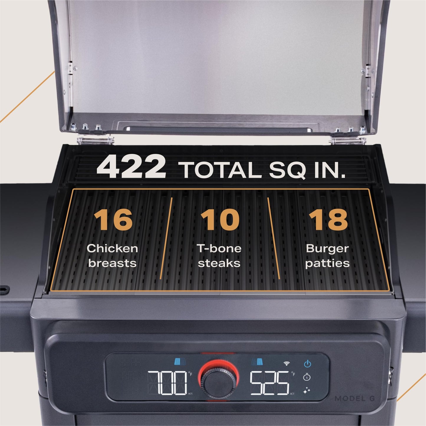 Current Model G Dual Zone Grill, Smart Electric Outdoor Grill with 200-700°F Range for Searing & Roasting, Digital Precision, Independent Heat Zones, Apartment-Friendly & Weather-Resistant, Moon Dust