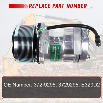 Worldthump AC Compressor, E320D2 372-9295 3729295 Air Conditioning Compressor Replacement for Caterpillar Excavator 320E 320D 329E 324E 320D2 323D2 329E 323F 330F