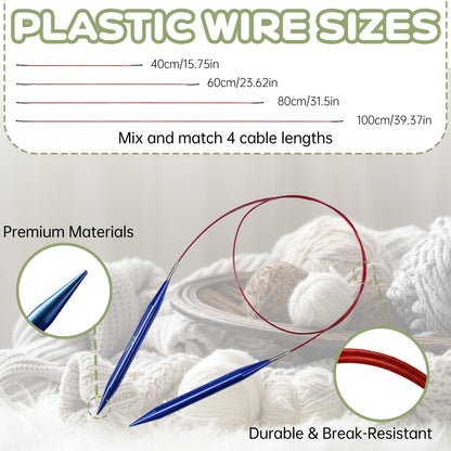 13 Pairs Interchangeable Circular Knitting Needle Set for DIY Lovers, Knitting Kit with 100 PCS Stitch Markers, Case and Accessories Birthday Valentines Day Gifts